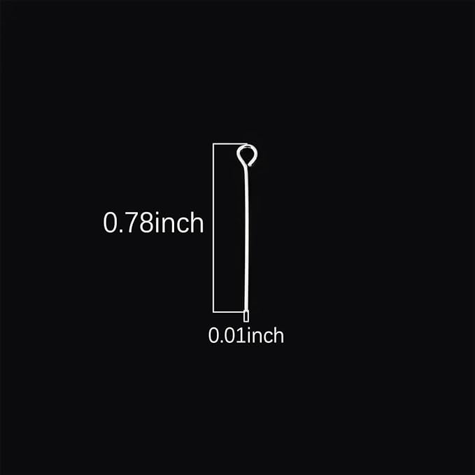 925 Sterling Silver Open Eye Pins 0.5x20mm 30pcs for Jewelry Making Findings