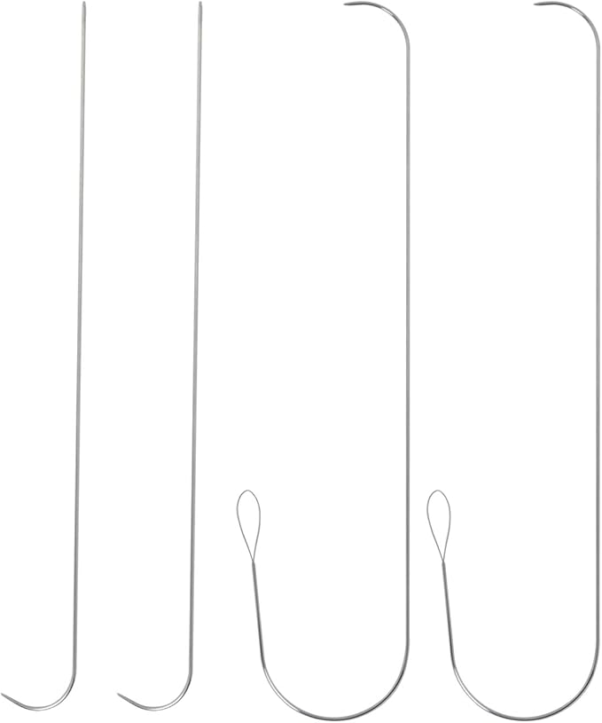 DGBRSM 4PCS Large Eye Piercing Curved Needle Stainless Steel Bead Needle Hand Tool for Making Bracelets and Necklaces 14cm for Quickly Stringing Coin Beads