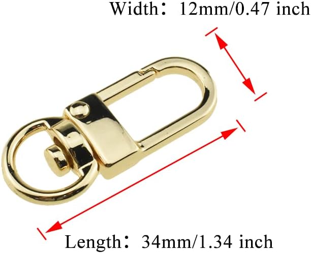 Hahiyo 34mm Length Swivel Lobster Clasp One Handed Operation Strong Hinge Smooth Locking Motion Zinc Alloy Push Gate Trigger Snap Hook Buckles Gold 6 PCS for Crossbody Purse Chain Connect Key Fobs