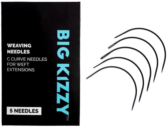 Big Kizzy C Curve Weaving Needles for Weft Extensions, Easily sew in Human Hair Extensions, Wigs, and Hair Pieces
