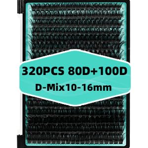 Lash Clusters 320Pcs 80D 100D Eyelashes Cluster D Curl Individual Wispy Lashes Cluster for DIY Cluster Eyelash Extensions at Home for Beginners (Mix10-16mm)