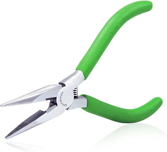 SPEEDWOX Mini Long Nose Pliers 5-1/2 Inches Chain Nose Pliers with Wire Cutter Long Needle Nose Side Cutters Serrated Jaw Precision Jewelry Making Tool for Handcraft Hobby DIY Jewelry Work