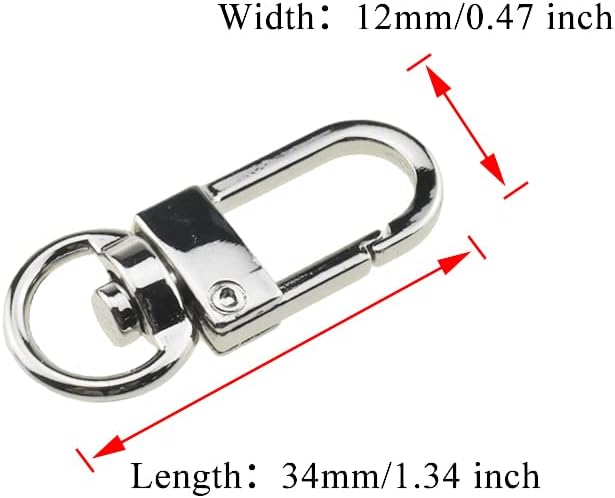 Hahiyo 34mm Length Swivel Lobster Clasp One Handed Operation Strong Hinge Smooth Locking Motion Zinc Alloy Push Gate Trigger Snap Hook Buckles Silver 6 PCS for Crossbody Purse Chain Connect Key Fobs