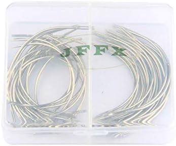 JFFX 50 Pieces C Needles for Sewing, C Type Curved Wig Making Needle, Hand Sewing Needle Upholstery Carpet Leather Canvas Repair Weaving Needles