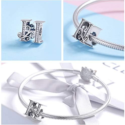 925 Sterling Silver Letter Charms for Pandora Bracelets Alphabet Initial Charms Beads Birthday Christmas Jewelry Gift for Women