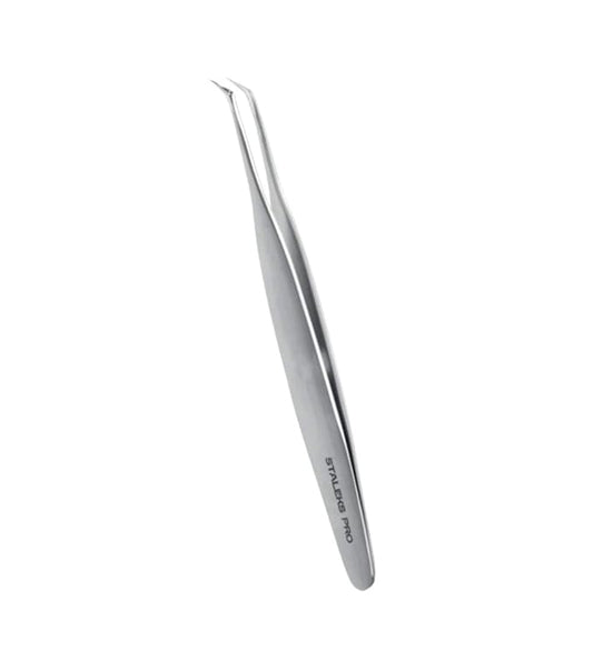 Staleks Pro Professional Eyelash Tweezers EXPERT 40 Type 1 – L-Shaped Tip – Stainless Steel – For Classic and Volume Extensions (50° Angle)
