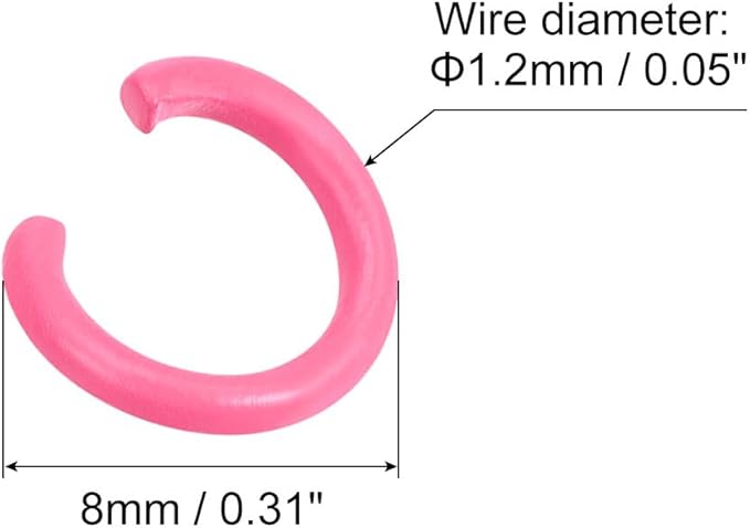 uxcell Open Jump Rings, 8mm Colorful O-Ring Connectors for DIY Crafts Jewelry Making, Carbon Steel, Pink, 200Pcs