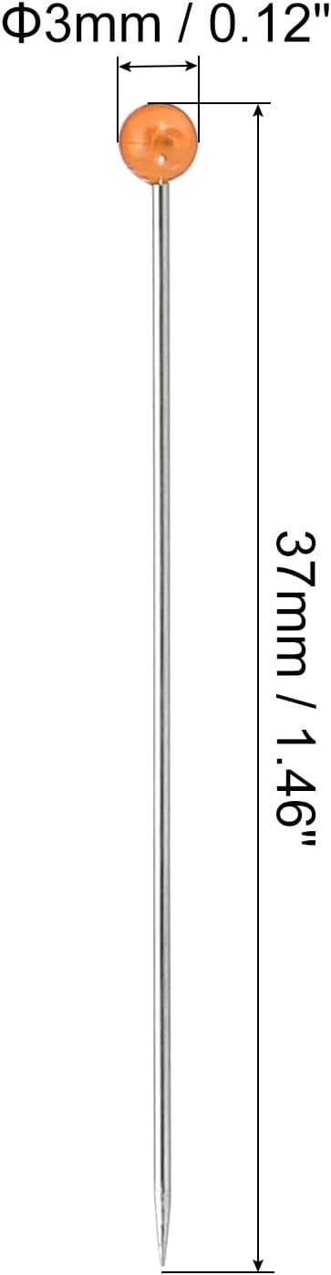 PATIKIL Sewing Pins, 200 Pcs 1 Inch Pearlized Ball Head Pins Straight Pin for Fabric, Decorative, Cloth Making, DIY, Orange