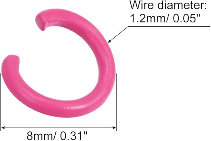 uxcell Open Jump Rings, 8mm Colorful O-Ring Connectors for DIY Crafts Jewelry Making, Carbon Steel, Rose Red, 100Pcs