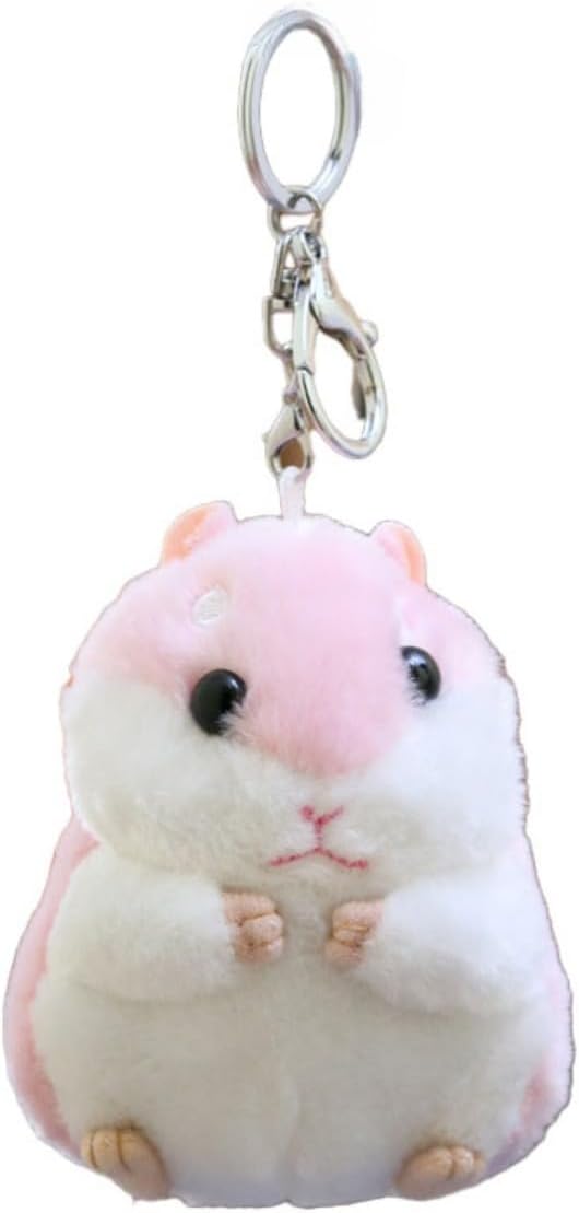Cute Hamster Plush Keychain - Soft Small Hamster Bag Charm Accessory Adorable Key Holder for Backpack Handbag