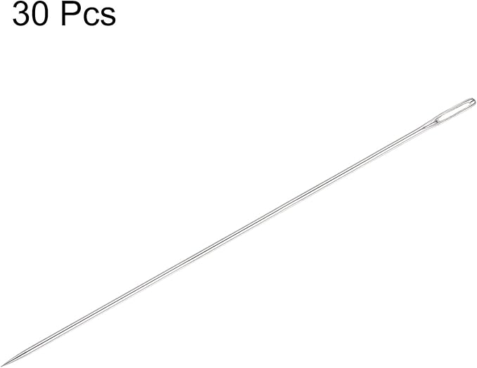 HARFINGTON 30pcs Beading Needles 1.6mm Dia Long Straight Sewing Needles Stainless Steel Embroidery Sewing Needles 5Inch