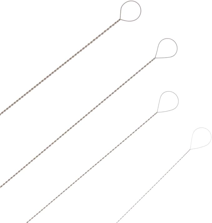 The Beadsmith Basic Elements Twisted Wire Needles – 4-Piece Assorted Sizes – Flexible Beading Needles – Large Round Collapsible Eye – Easy to Thread – Use for Pearl Knotting and Silk Cord