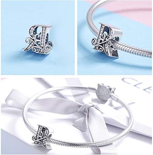 925 Sterling Silver Letter Charms for Pandora Bracelets Alphabet Initial Charms Beads Birthday Christmas Jewelry Gift for Women