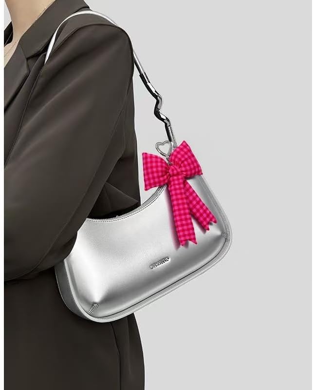 Pink Bow Keychain Bag Charms Y2K Bowknot Plaid Keychains Coquette Aesthetic Purse Handbag Backpacks Charms