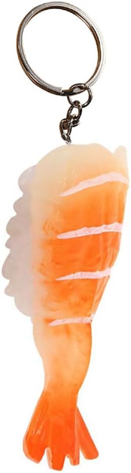 HSYHERE Men Women Creative Interesting Novelty Stylish Mini Simulated Food Orange Shrimp Keychain Key-ring Pendant