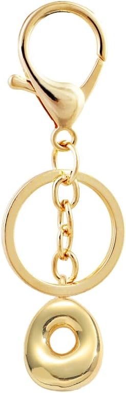 Bubble Letter Initial Keychain for Women Chunky 18 K Gold Plated Alphabet Handbag Bag Charms Purse Accessories Gift