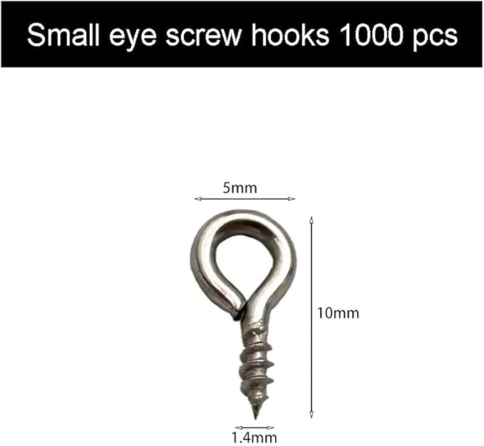 1000 Pcs Small Screw Eye Pins Jewelry Making Eyelet Hook for Craft 10 x 5mm Silver