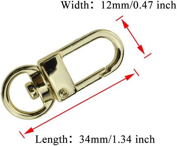 Hahiyo 34mm Length Swivel Lobster Clasp One Handed Operation Strong Hinge Smooth Locking Motion Zinc Alloy Push Gate Trigger Snap Hook Buckle Light Gold 6 PCS for Crossbody Purse Chain Connect Key Fob