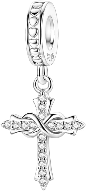 Hamsa Hand Dragon Bible Cross Prayer Charm 925 Sterling Silver Charms Fits Women's Charm Bracelet and Necklace Bead Charms Jewelry Gifts for Sister Friend