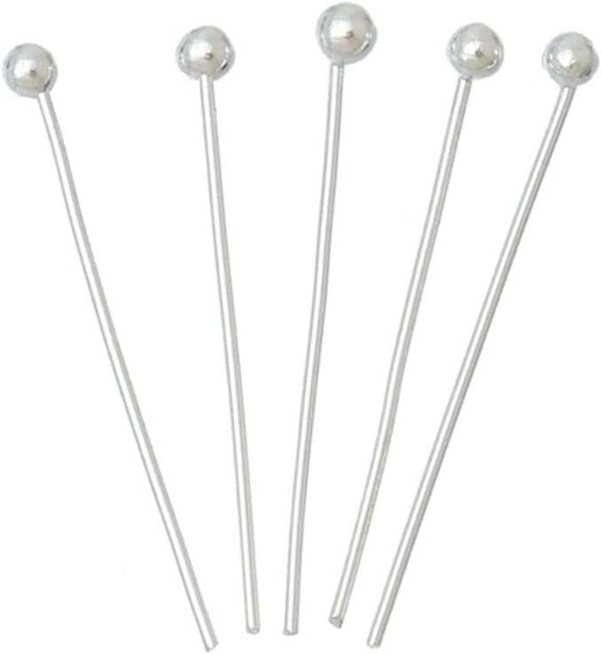 50pcs Adabele Authentic Sterling Silver Round Ball Headpin Head Pins 35mm (1.4 inch) Hypoallergenic for DIY Craft Jewelry Making (Wire 0.4mm/26 Gauge) SS5-35