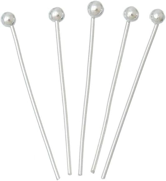 100pcs Adabele Authentic Sterling Silver Round Ball Headpin Head Pins 30mm (1.2 inch) Hypoallergenic for DIY Craft Jewelry Making (Wire 0.4mm/26 Gauge) SS5-30
