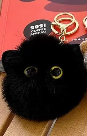 Stocking Stuffers, Cute Cat Plush Keychains Cool Cat Pom Pom Car Keychain Kawaii Backpack Christmas Gifts for Women