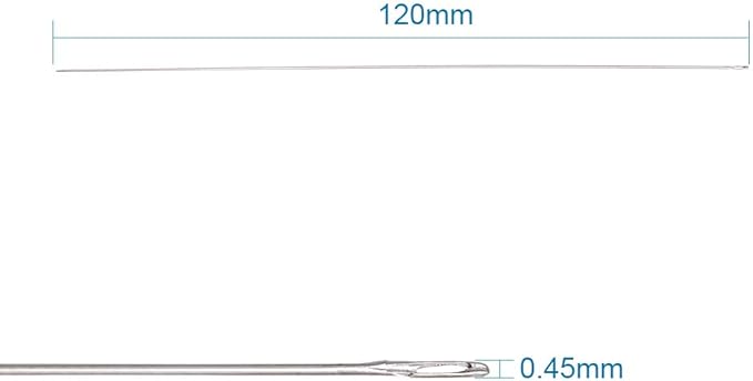 Craftdady 170Pcs Steel Beading Needles 4.72 Inch Long Straight Sewing Embroidery Threads for Braided Bracelet Necklace Jewelry Making Thickness: 0.45mm