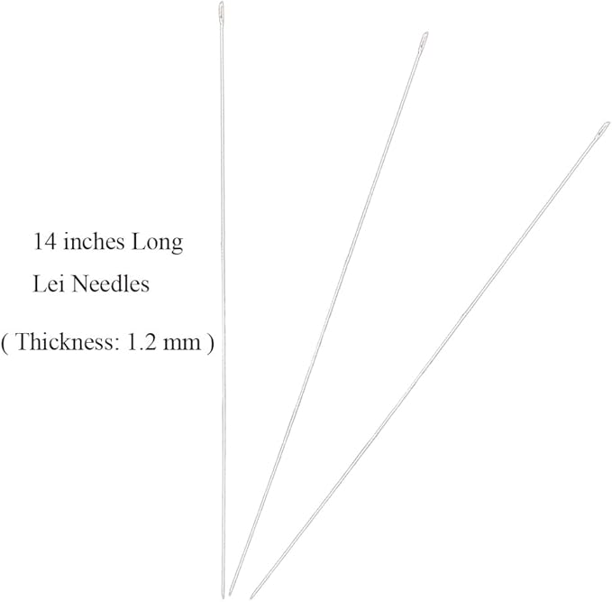 3Pcs Hawaiian Lei Needle for Leis Making, 14 Inch Large Eye Sweing Long Needle for Flower Lei Making Lei Needle to Make Hawaiian Lei for Graduation Wedding Birthday Party, Dia 1.2 mm, LXLVOUEG