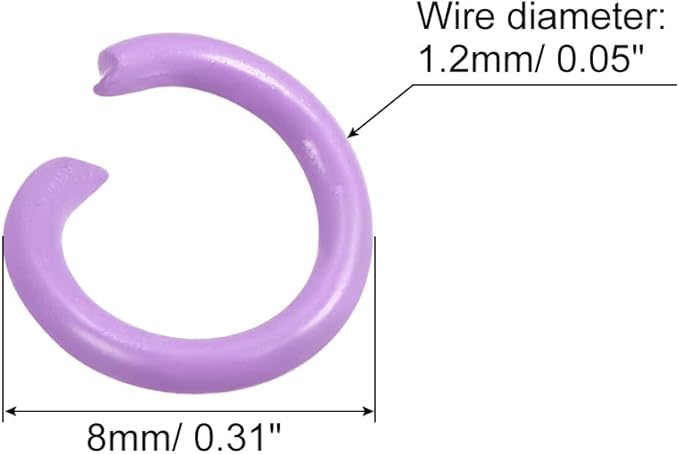 uxcell Open Jump Rings, 8mm Colorful O-Ring Connectors for DIY Crafts Jewelry Making, Carbon Steel, Purple, 100Pcs