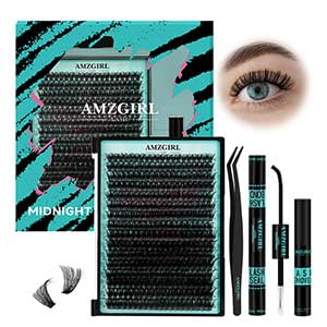Lash Clusters Kit 320Pcs, 80D DIY Individual Eyelashes Extension With Bond, Seal, Remover, Applicator Tool for False Cluster At Home (D-Mix10-16mm)
