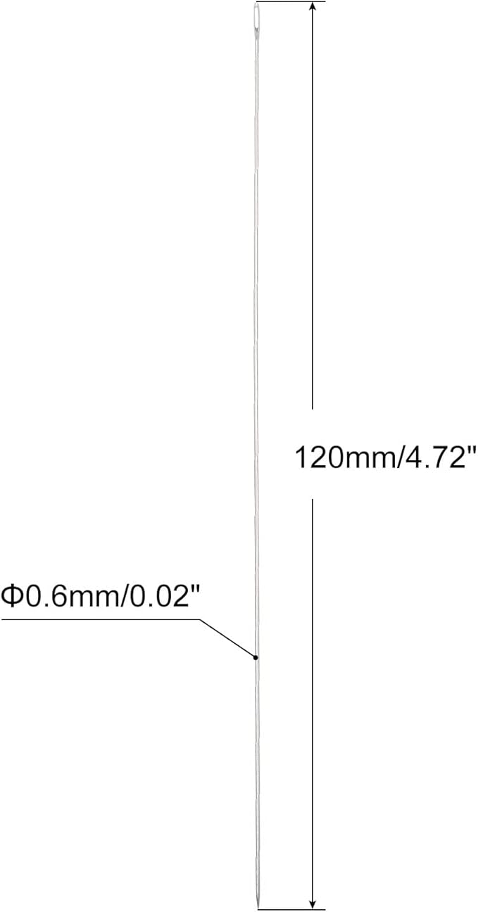 uxcell 25Pcs Beading Needles Fine Thin Long Straight Sewing Embroidery Threads Stainless Steel 4.72 Inch 0.6mm Wire Diameter