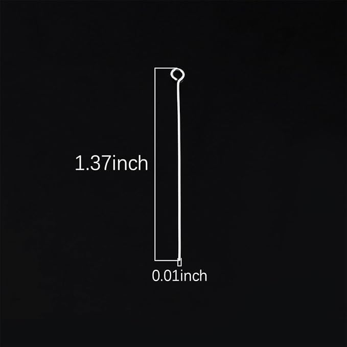 925 Sterling Silver Open Eye Pins 0.5x35mm 20pcs for Jewelry Making Findings