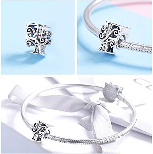 925 Sterling Silver Letter Charms for Pandora Bracelets Alphabet Initial Charms Beads Birthday Christmas Jewelry Gift for Women