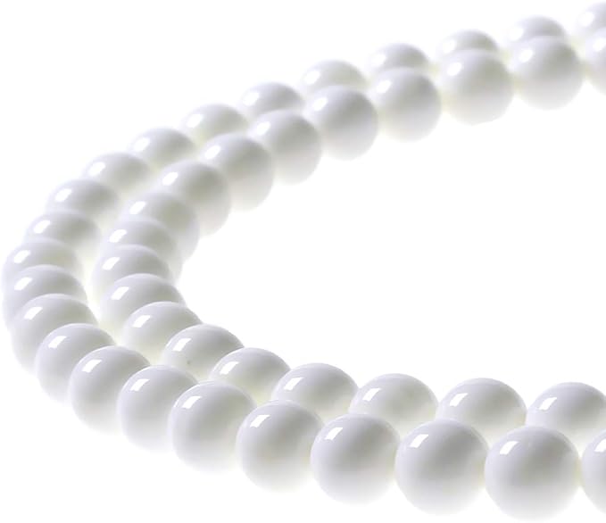 MJDCB 7A Natural Deep Sea White Shells Round Stone Beads for Jewelry Making DIY Bracelet Necklace (4mm)