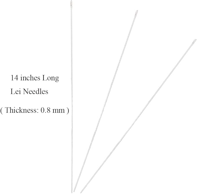 3Pcs Hawaiian Lei Needle for Leis Making, 14 Inch Large Eye Sweing Long Needle for Flower Lei Making Lei Needle to Make Hawaiian Lei for Graduation Wedding Birthday Party, Dia 0.8 mm, LXLVOUEG