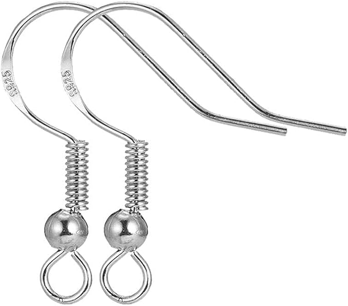 Hypoallergenic Fish Hooks Earrings - 120 PCS/60 Pairs White Gold Plated Ear Wires Fish Hooks for Jewelry Making, Jewelry Findings Parts with 120 PCS Rubber Earring Backs Stopper for DIY Earrings