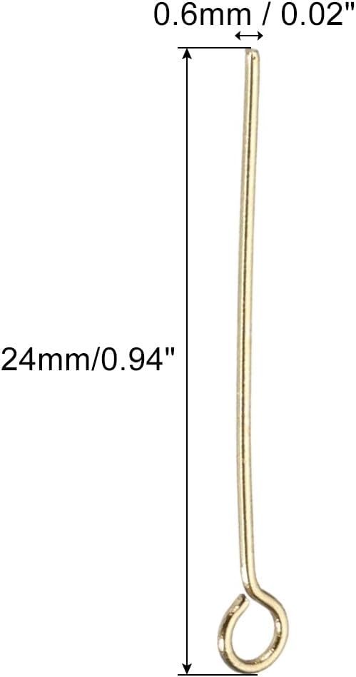 PATIKIL 200Pcs 304 Stainless Steel Jewelry Eye Pins 24mm 22 Gauge Gold Open Eye Pins for Jewelry Making DIY Craft Necklaces Bracelets Earrings