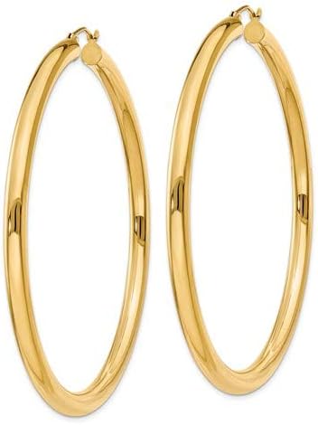 14K Gold Hoop Earrings, 4mm Thick