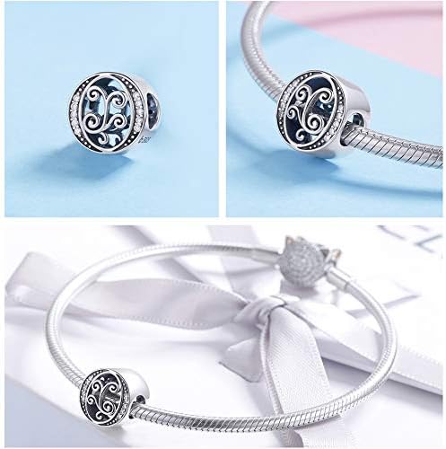 925 Sterling Silver Letter Charms for Pandora Bracelets Alphabet Initial Charms Beads Birthday Christmas Jewelry Gift for Women