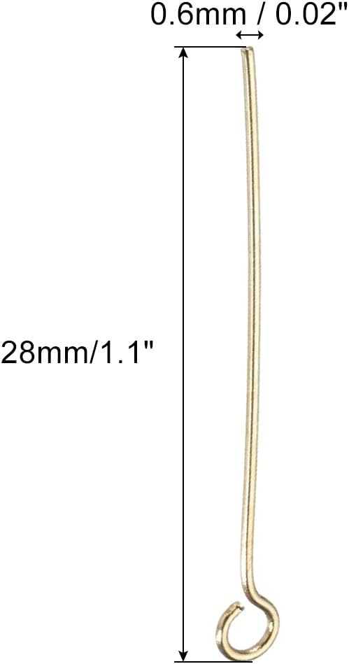 PATIKIL 200Pcs 304 Stainless Steel Jewelry Eye Pins 28mm 22 Gauge Gold Open Eye Pins for Jewelry Making DIY Craft Necklaces Bracelets Earrings