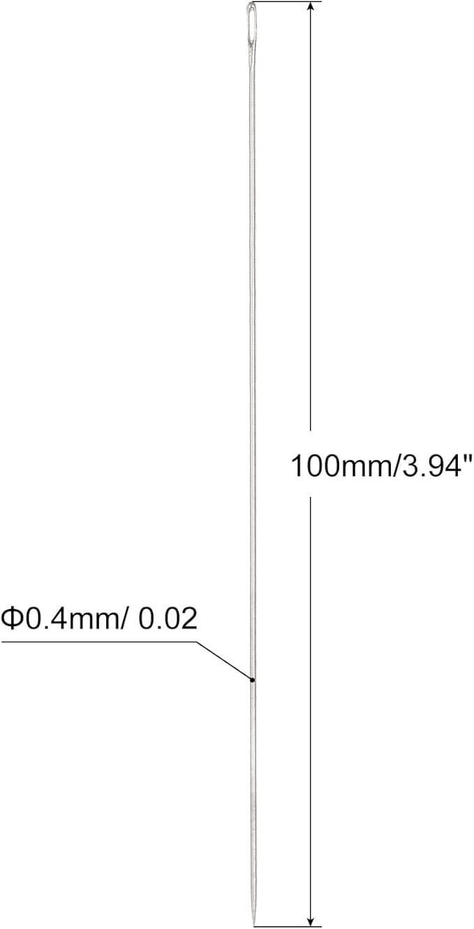 uxcell 50Pcs Beading Needles Fine Thin Long Straight Sewing Embroidery Threads Stainless Steel 3.94 Inch 0.4mm Wire Diameter