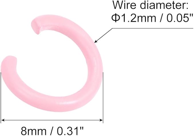 uxcell Open Jump Rings, 8mm Colorful O-Ring Connectors for DIY Crafts Jewelry Making, Carbon Steel, Light Pink, 200Pcs