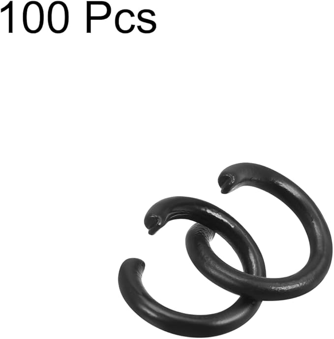 uxcell Open Jump Rings, 8mm Colorful O-Ring Connectors for DIY Crafts Jewelry Making, Carbon Steel, Black, 100Pcs