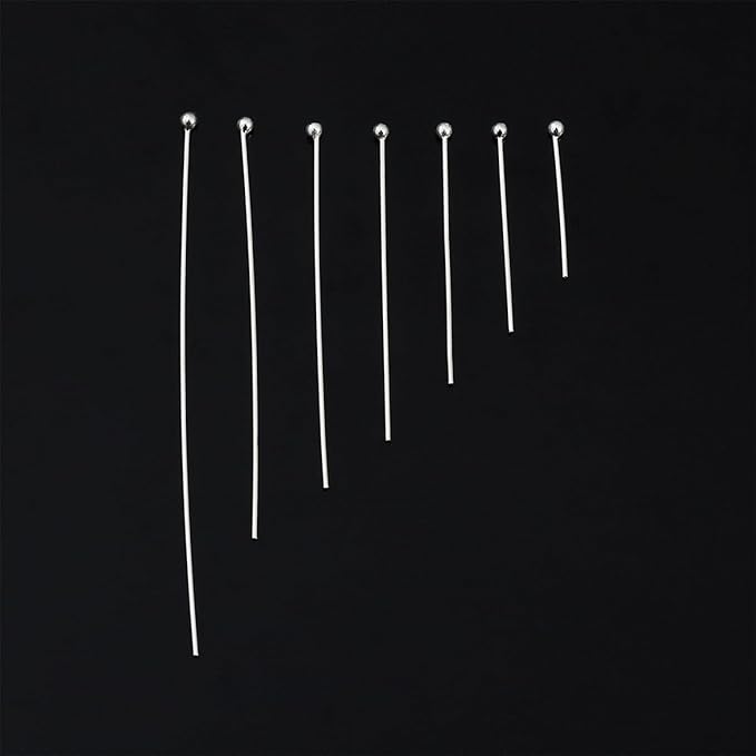 925 Sterling Silver Ball Head Pins 0.5x30mm 20pcs for Jewelry Making Findings