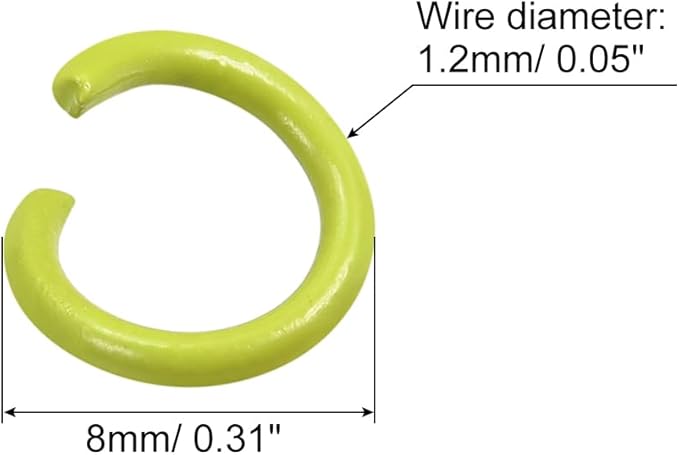 uxcell Open Jump Rings, 8mm Colorful O-Ring Connectors for DIY Crafts Jewelry Making, Carbon Steel, Bright Green, 100Pcs