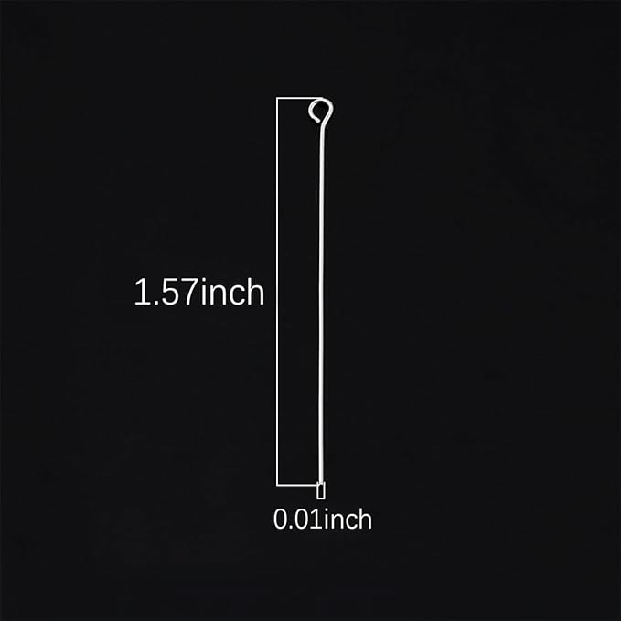 925 Sterling Silver Open Eye Pins 0.5x40mm 20pcs for Jewelry Making Findings