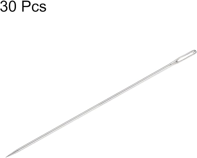 HARFINGTON 30pcs Beading Needles 1.6mm Dia Long Straight Sewing Needles Stainless Steel Embroidery Sewing Needles 4Inch