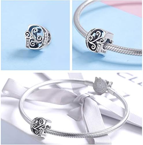 925 Sterling Silver Letter Charms for Pandora Bracelets Alphabet Initial Charms Beads Birthday Christmas Jewelry Gift for Women