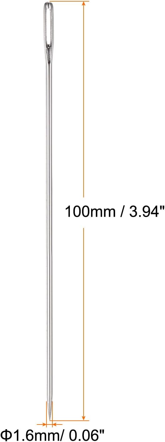 HARFINGTON 30pcs Beading Needles 1.6mm Dia Long Straight Sewing Needles Stainless Steel Embroidery Sewing Needles 4Inch