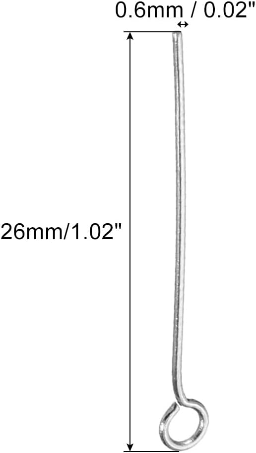 PATIKIL 200Pcs 304 Stainless Steel Jewelry Eye Pins 26mm 22 Gauge Silver Open Eye Pins for Jewelry Making DIY Craft Necklaces Bracelets Earrings